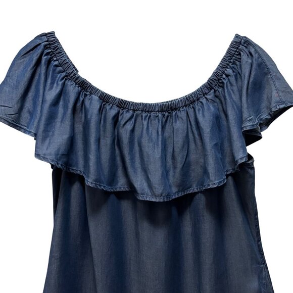 Tommy Bahama Womens Chambray Off-Shoulder Dress Blue Size S Petite - Picture 5 of 8